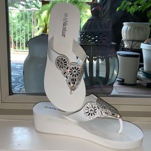 White Wedge Flip flops
